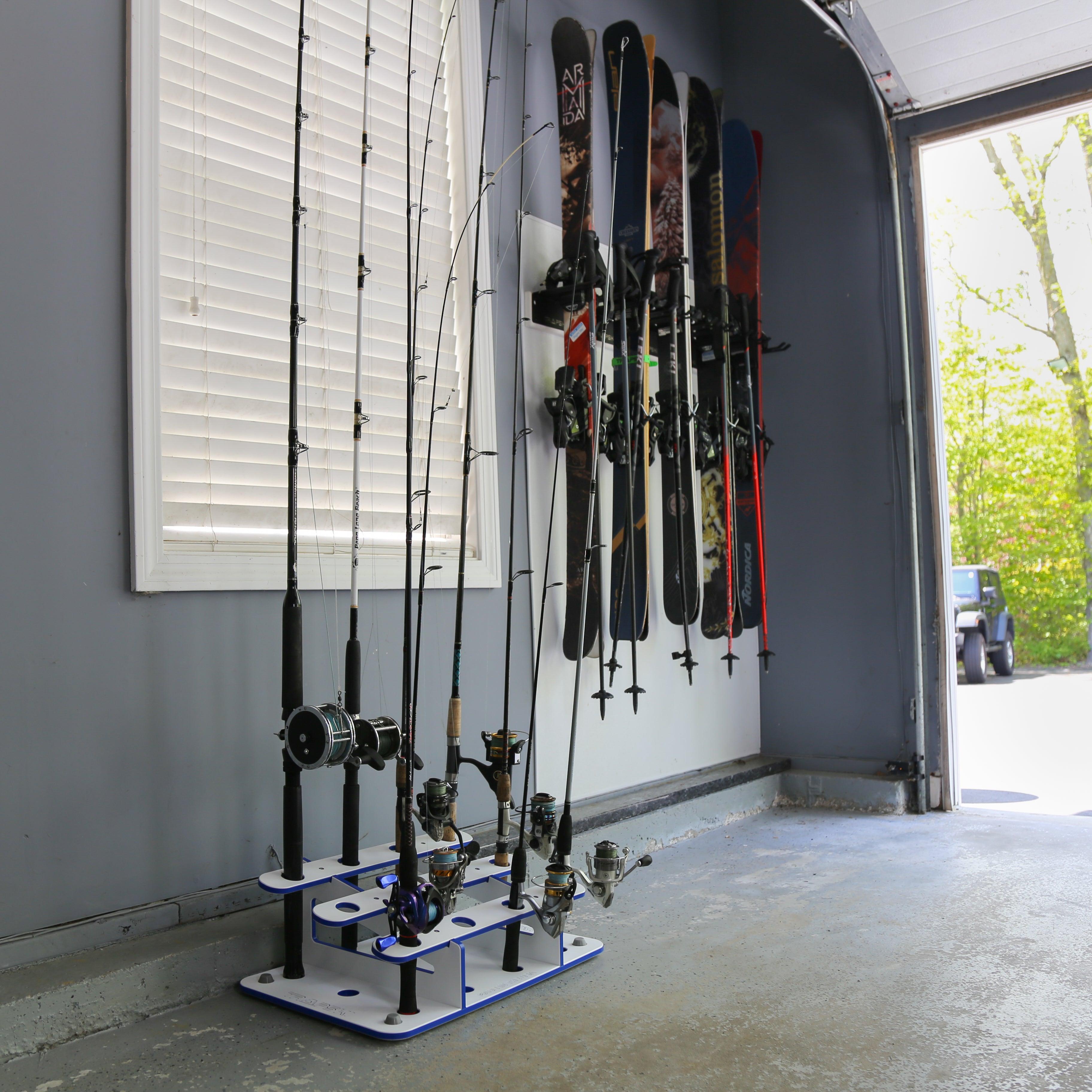 Made in the USA Fishing Rod Rack | 12 Pole Waterproof Wash-down | Dock, Garage, Boat Storage