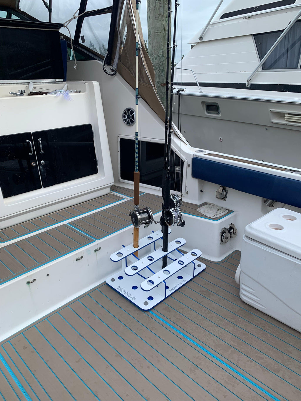 Made in the USA Fishing Rod Rack | 12 Pole Waterproof Wash-down | Dock, Garage, Boat Storage