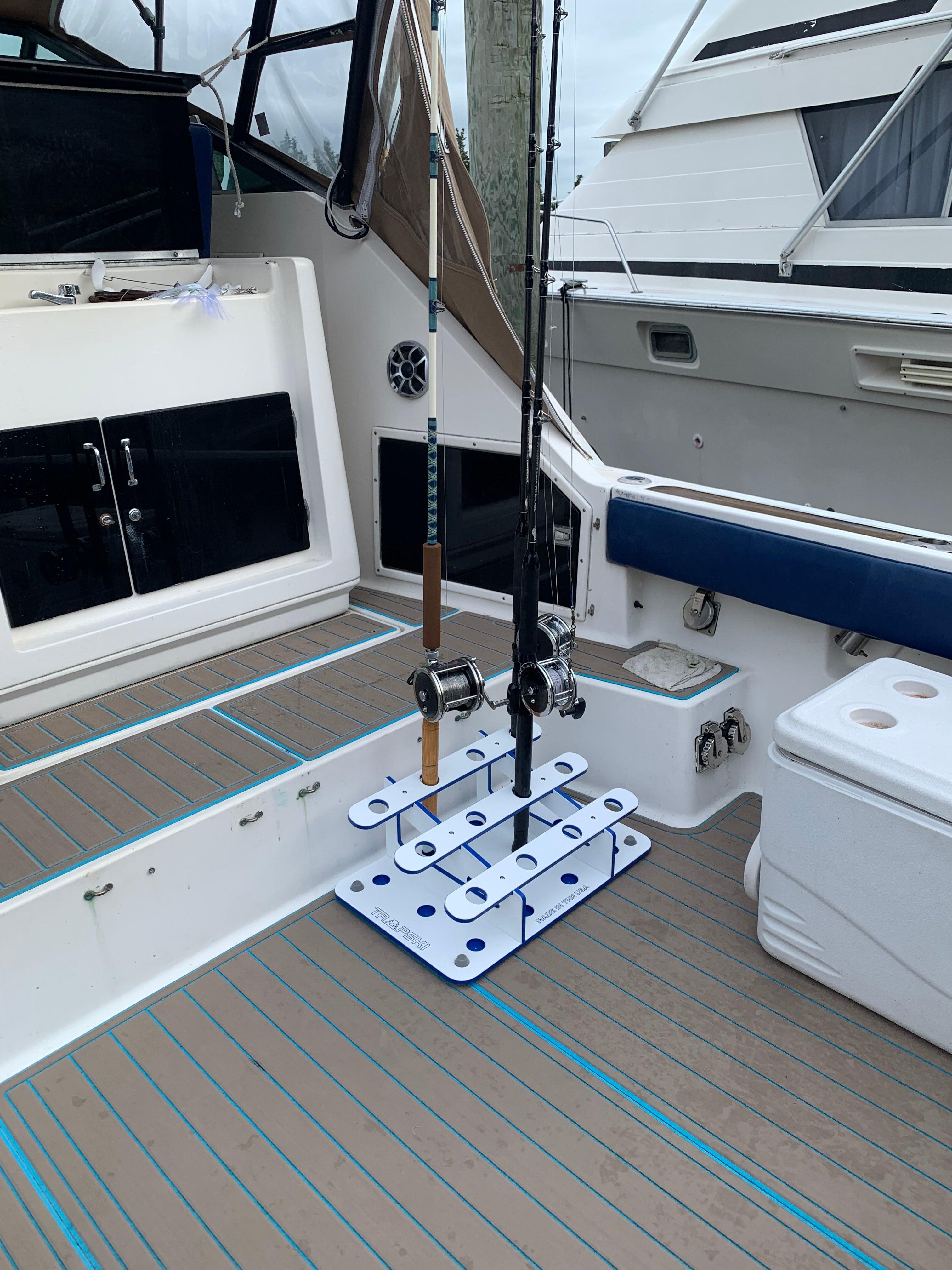 Made in the USA Fishing Rod Rack | 12 Pole Waterproof Wash-down | Dock, Garage, Boat Storage