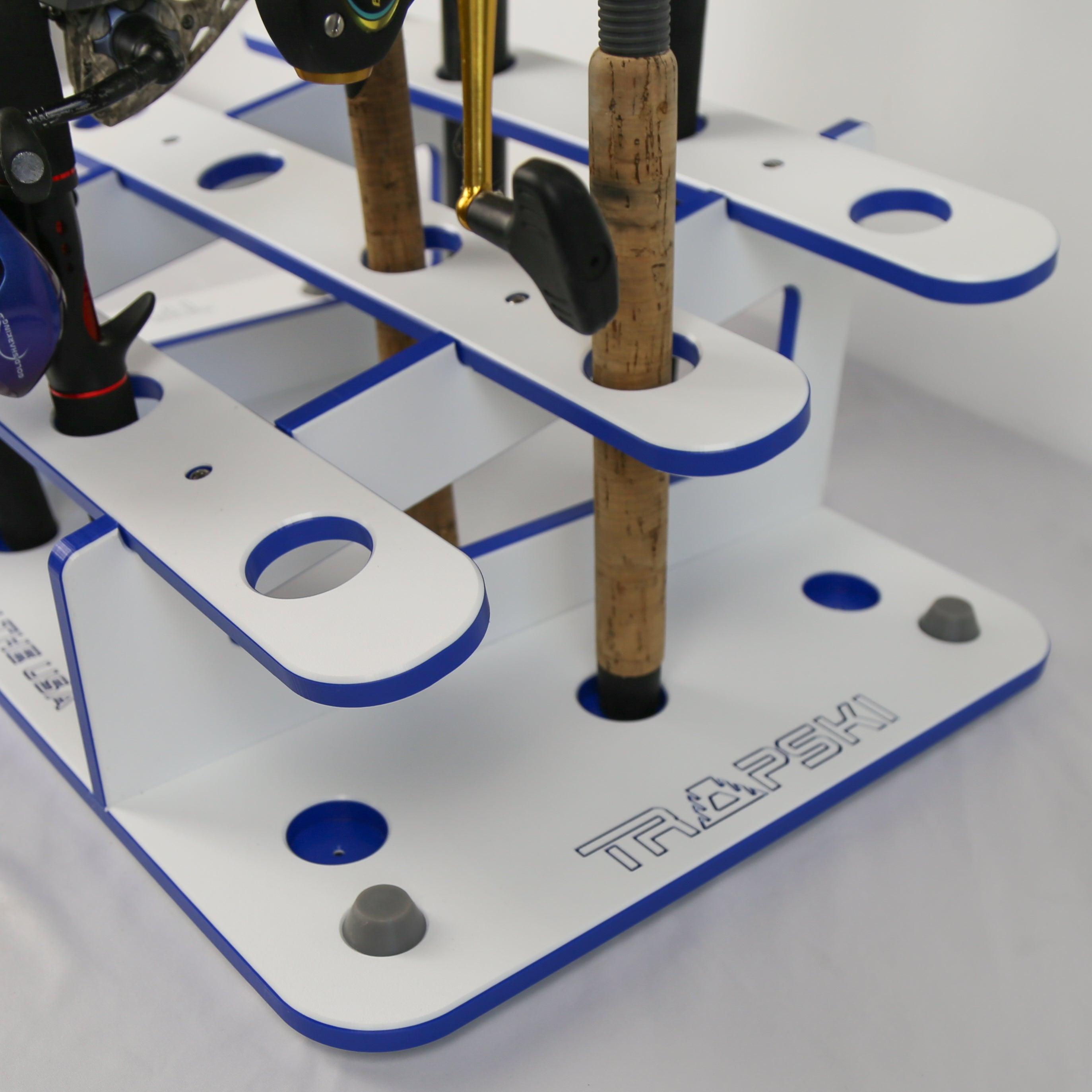 Made in the USA Fishing Rod Rack | 12 Pole Waterproof Wash-down | Dock, Garage, Boat Storage
