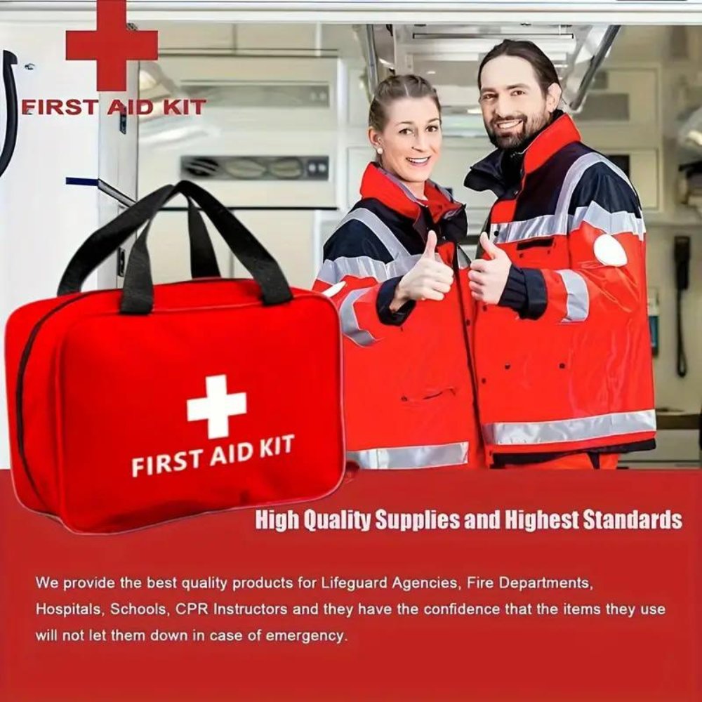 173pcs Large First Aid Kit: Portable Bag For Outdoor Hunting, Hiking, Camping - Including Emergency Supplies!