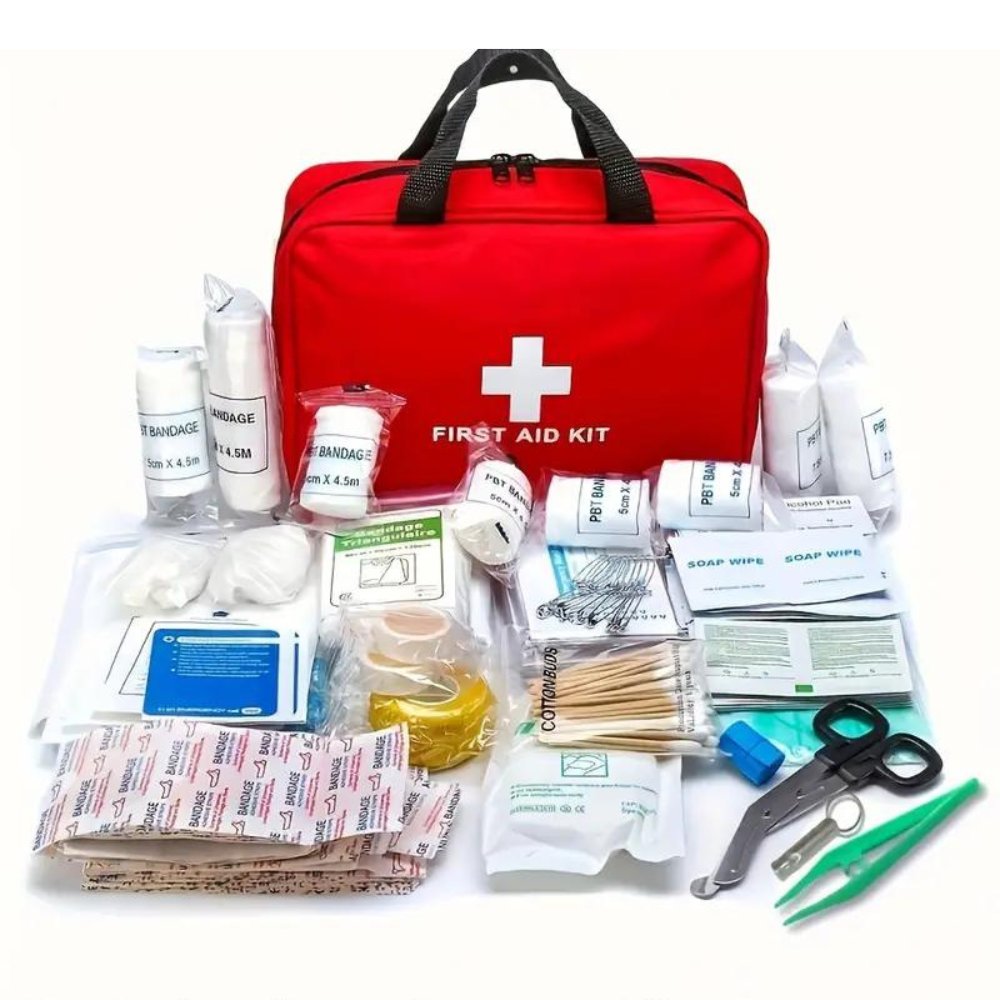 173pcs Large First Aid Kit: Portable Bag For Outdoor Hunting, Hiking, Camping - Including Emergency Supplies!