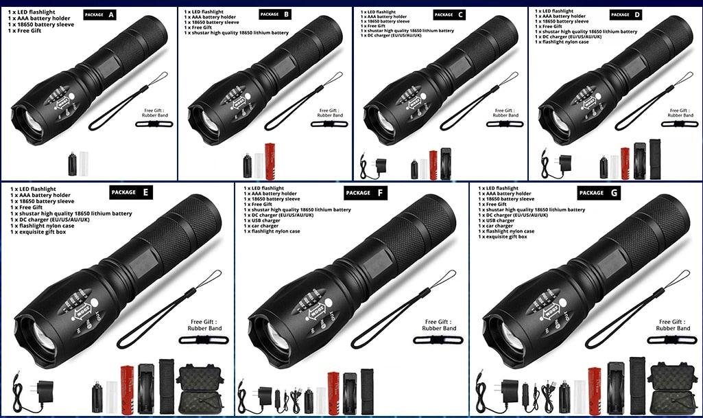 Waterproof Z45 Led Flashlight Ultra Bright Waterproof MINI Torch T6/L2/V6 zoomable
