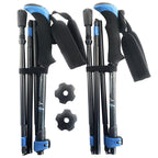 Travel Folding Walking & Hiking Poles - 13.5 in with Rubber Feet, Baskets, and Bag - Available in 3 Sizes