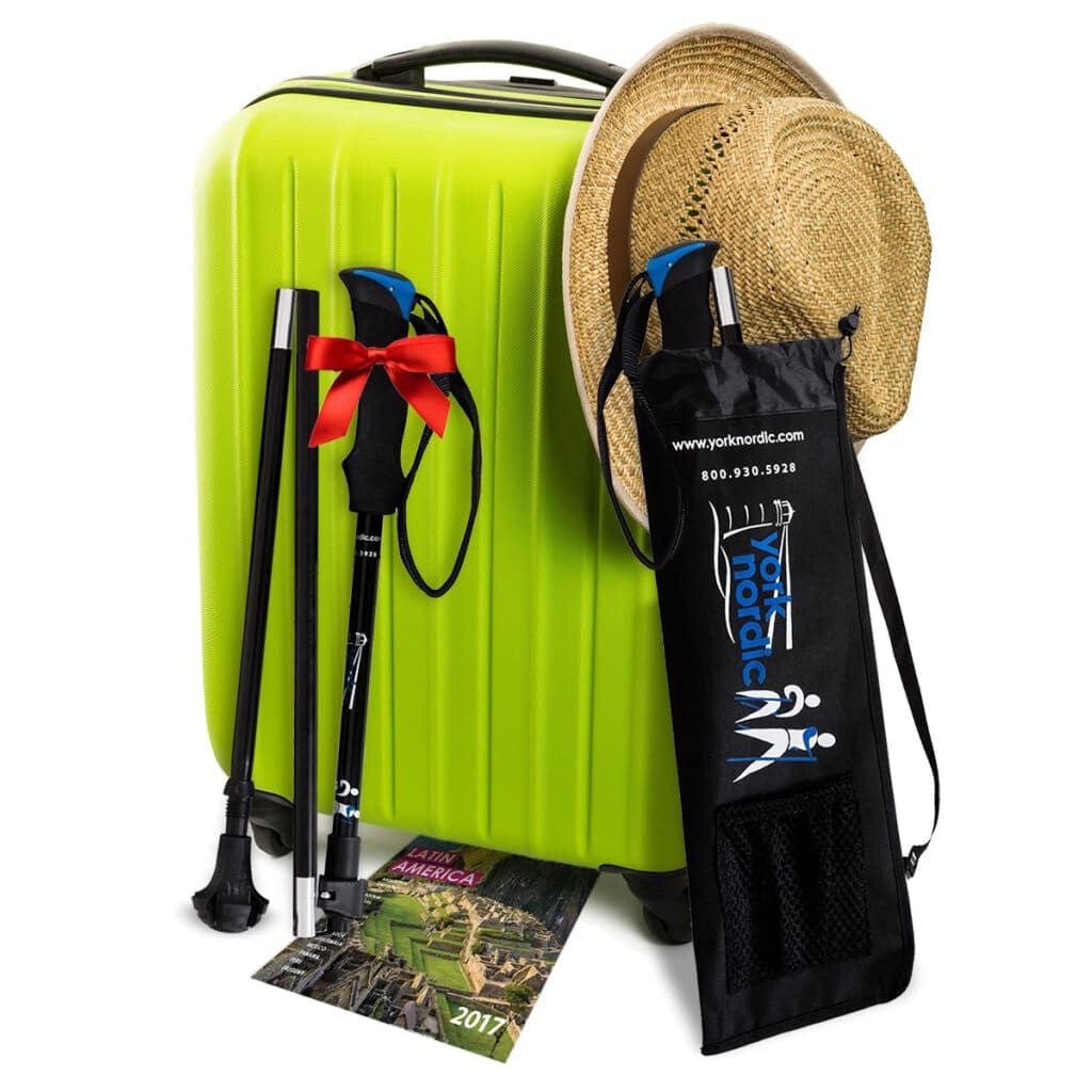 Travel Folding Walking & Hiking Poles - 13.5 in with Rubber Feet, Baskets, and Bag - Available in 3 Sizes