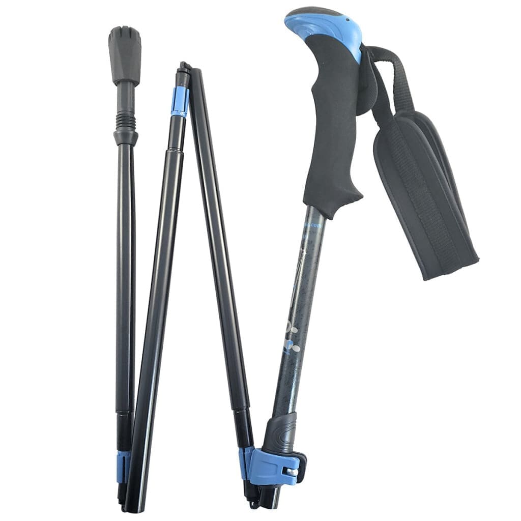 Travel Folding Walking & Hiking Poles - 13.5 in with Rubber Feet, Baskets, and Bag - Available in 3 Sizes